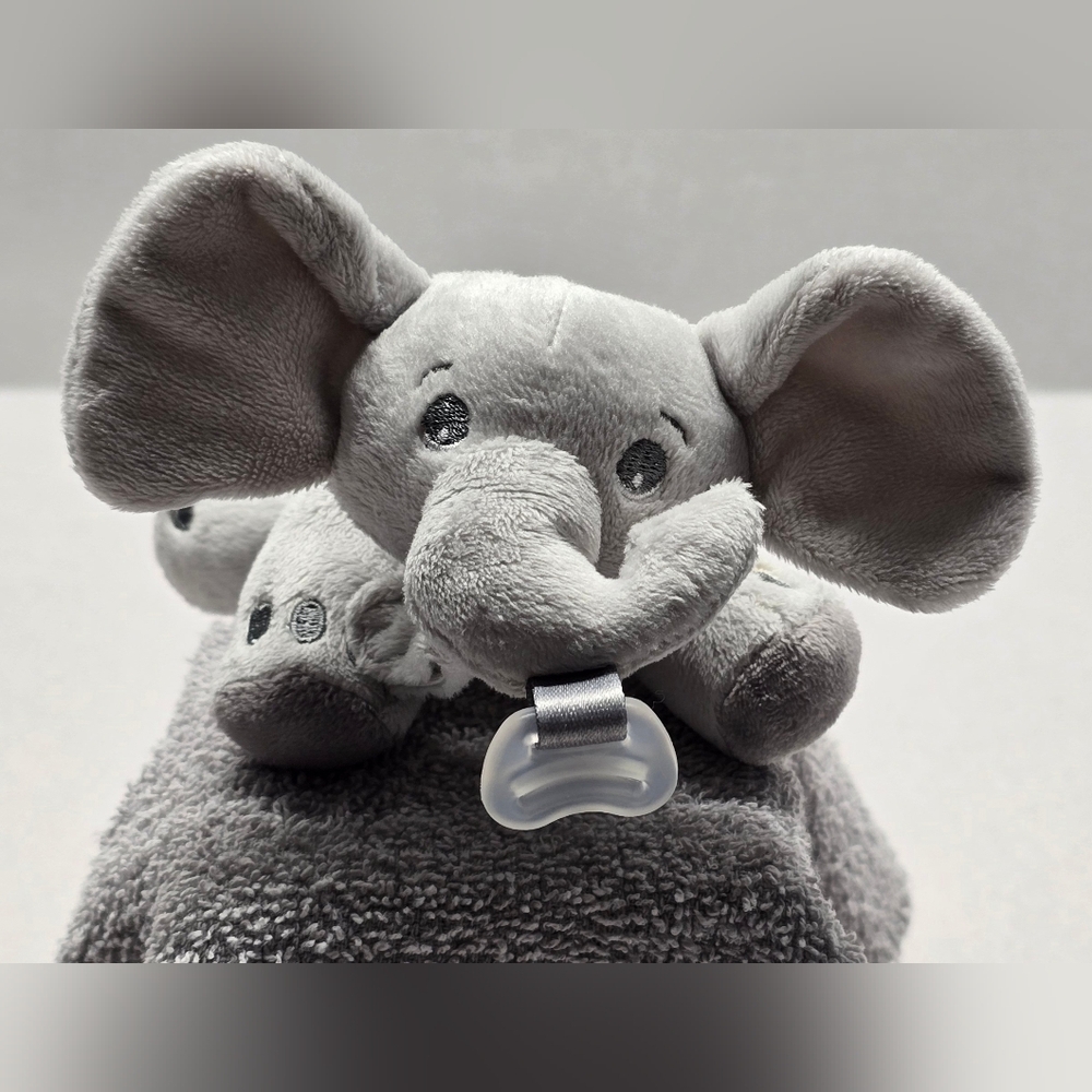 Philips Avent Soothie Snuggle Pacifier Holder Grey Elephant Plush Lovey